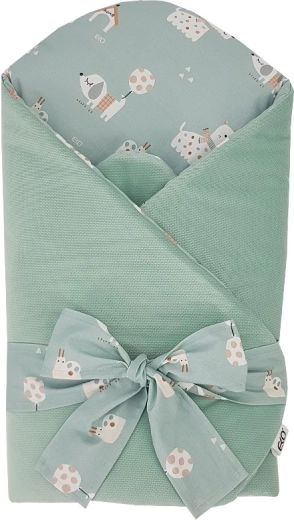 EKO inbakerdoek VELVET Dogs Mint met kokos-inleg 75 × 75 cm