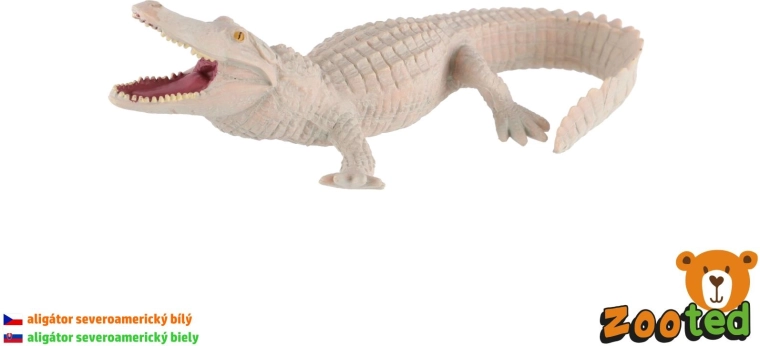 Figurine van een witte Amerikaanse alligator, 15 cm