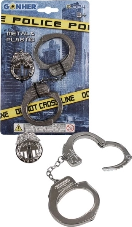 Gonher politie-set met metalen handboeien en insigne
