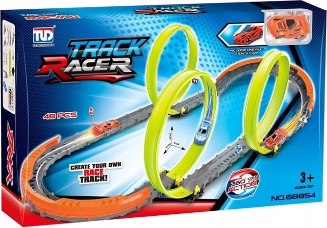 Track Racer racebaan met drievoudige loops (48 onderdelen)