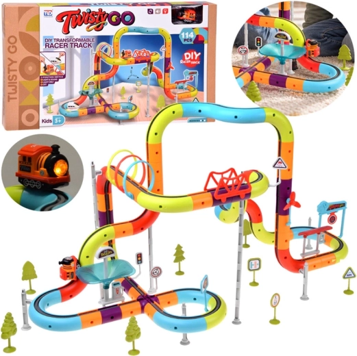 Magnetische DIY-treinbaan en bouwset met trein, 114 onderdelen