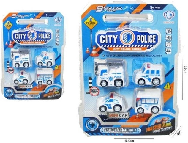 Set politieautootjes 5 cm (4 stuks)