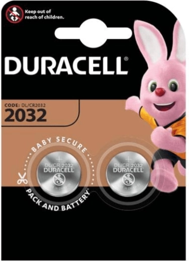 Lithium knoopcelbatterij CR2032 DURACELL, 2 stuks