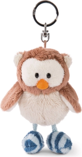 Pluchen uil Oscar sleutelhanger 10 cm met draaibare kop - 1 stuk
