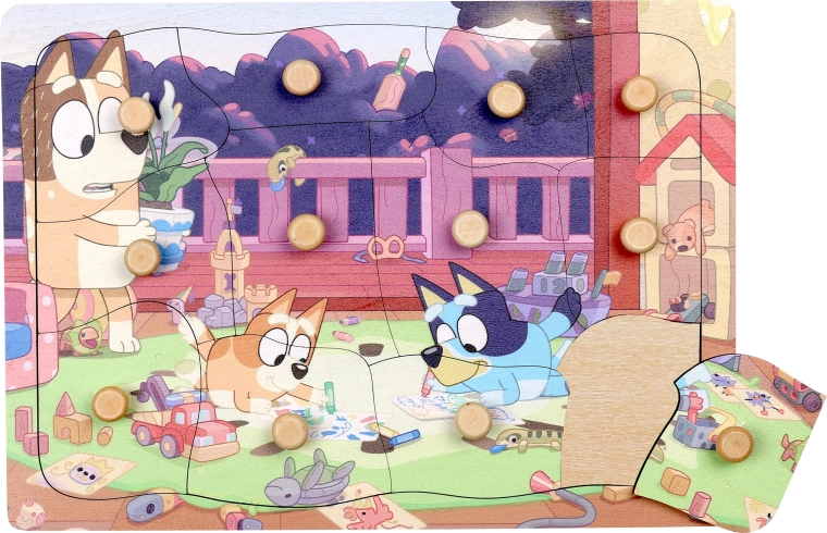 Houten puzzel met handgrepen Bluey – 12 stukjes