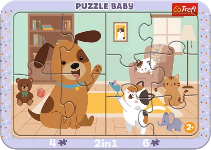 Baby-puzzel met frame „Als hond en kat”