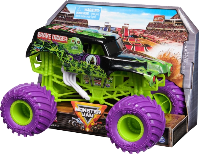 Metalen carrosserie met iconische Grave Digger-graphics