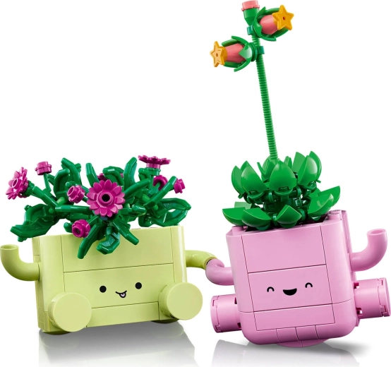 Twee wiebelende bloempotten