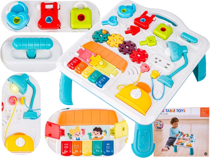 Interactieve educatieve tafel voor kinderen met pianootje, sloten en melodieën