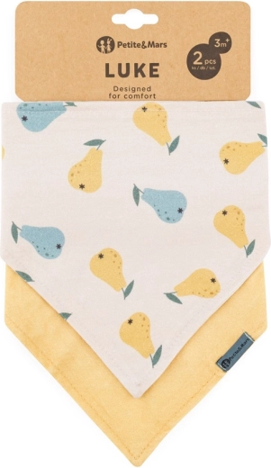 Petite&Mars bandana-slabbetjes Luke, 2 stuks – Beige pears en intense ochre