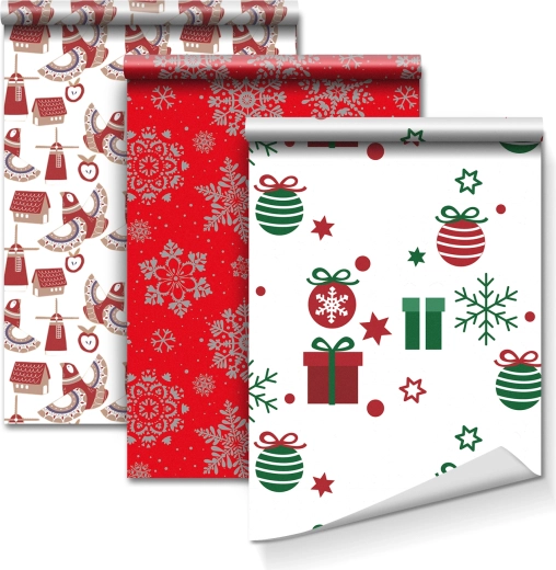 Cadeaupapier met 3 patronen, 70 × 150 cm