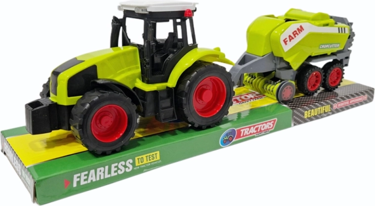 Tractor met landbouwmachine en aanhanger – plastic set voor kinderen