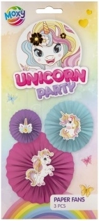 Papieren waaiers met eenhoorntjesmotief – set van 3 stuks MOXY