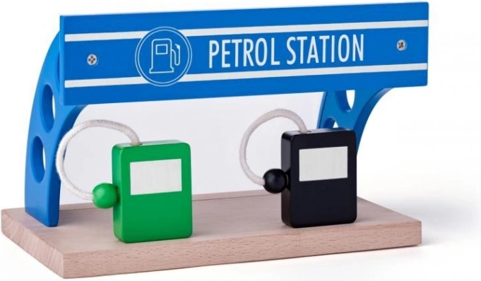 Houten speelgoed tankstation