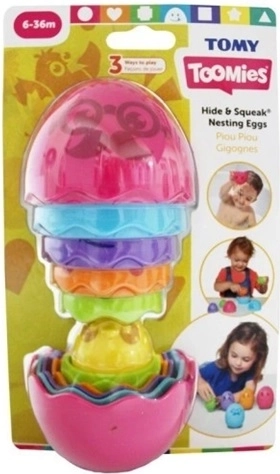 TOMY Toomies matroesjka-ei Hide and Squeak roze