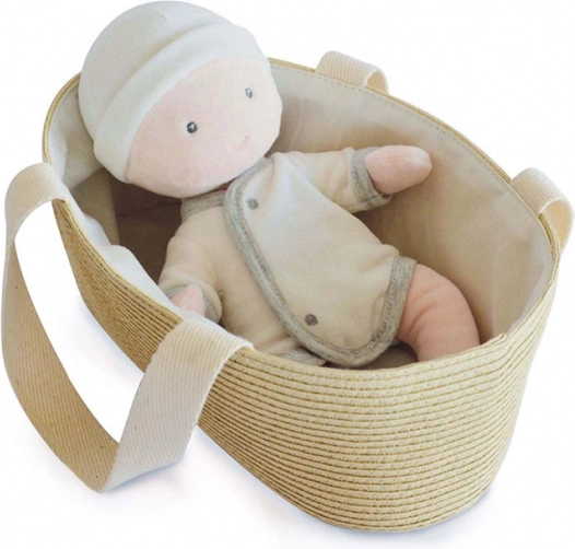Doudou Jolijou pop Pol in draagtas voor kinderwagen 28 cm