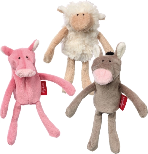 Set pluchen vingerpoppetjes ezeltje, biggetje en schaapje Sigikid