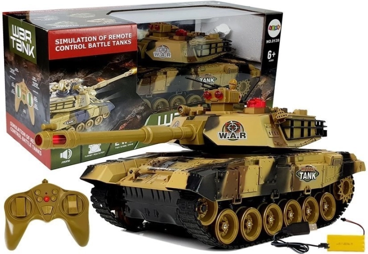 Grote RC-tank 2,4 GHz met lichten en geluiden, geel