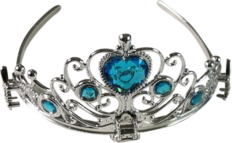 Zilveren tiara met blauwe steentjes