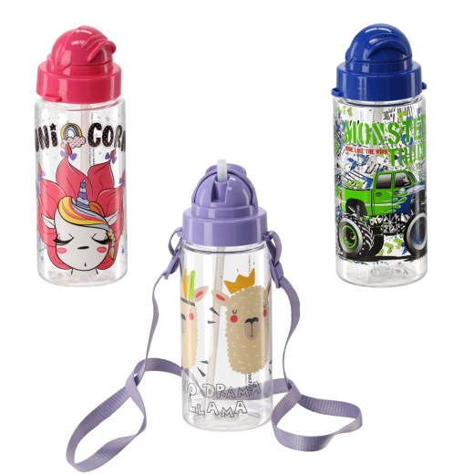 Kunststof kinderdrinkfles met rietje 500 ml