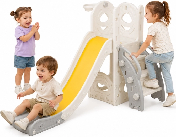 Kinderglijbaan met ladder en basketbalring 136 cm
