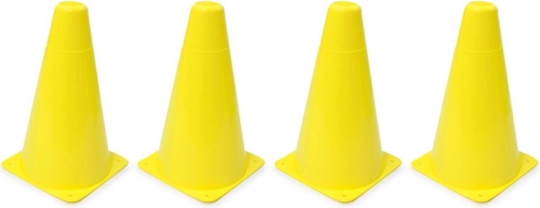 Jamara trainingskegels (pylonen) geel – set van 4 stuks