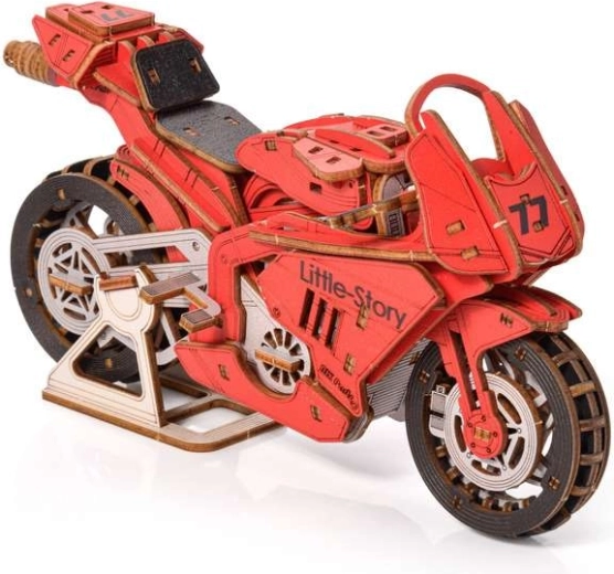 Little Story 3D houten puzzel Grand Prix rode motorfiets