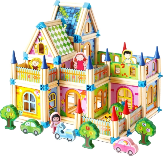 2Kids Toys houten bouwset kleurrijk kasteel