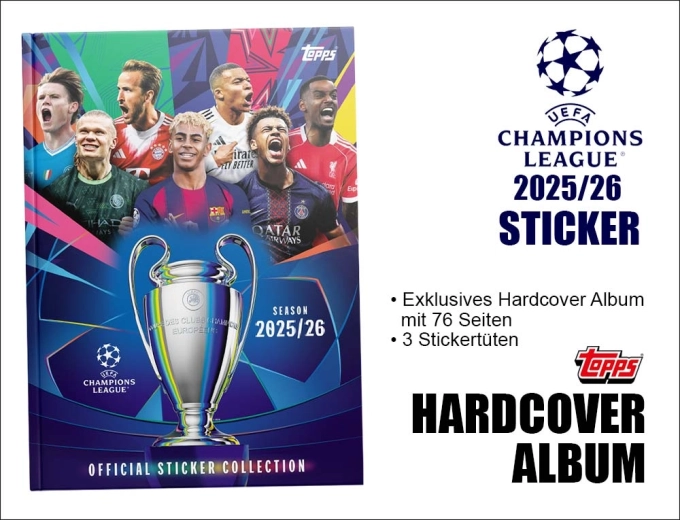 Topps UEFA Champions League 2025/2026 verzamelalbum voor stickers in hardcover - 1 stuk