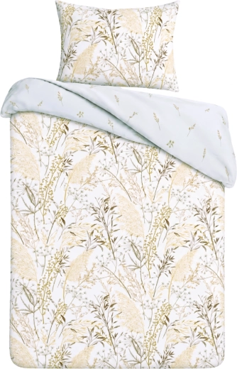 Katoenen dekbedovertrekset GUSTO Weidegrassen beige-wit 140 × 200 cm