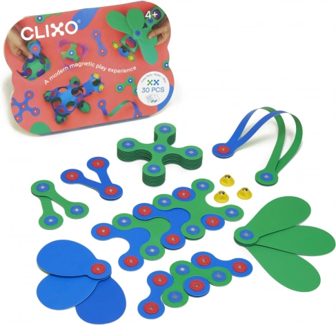 clixo crew blauwe en groene magnetische bouwset 30 stuks