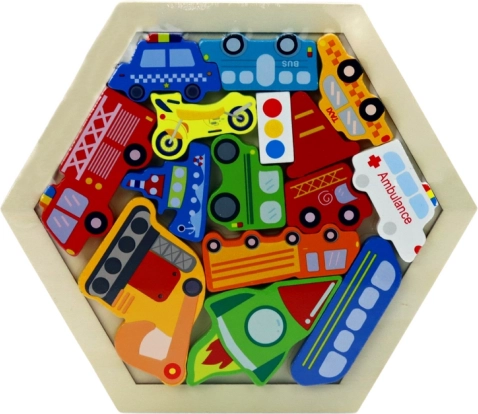 Houten gekleurde puzzel raket - 15 stukjes