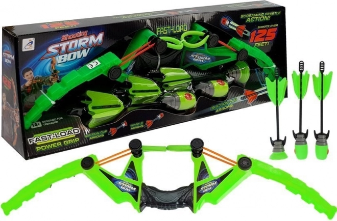 Kindersportboog met 3 pijlen, groen 58 cm