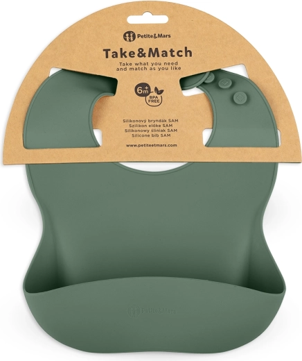 Petite&Mars siliconen slabbetje Take&Match misty green