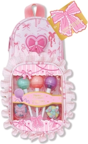 Hot Focus roze etui met schrijfbenodigdheden
