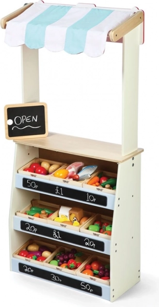 Tidlo houten speelwinkeltje en poppentheater 2-in-1
