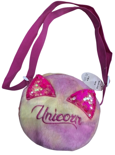 Ronde kinderhandtas Unicorn met pailletten oortjes