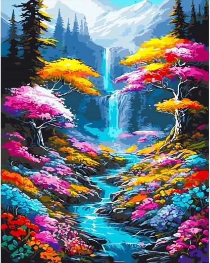 Diamant schilderen Waterval en rivier in het bos 30 × 40 cm NORIMPEX