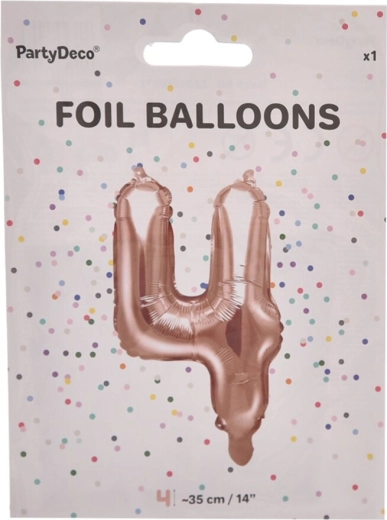 Folieballon cijfer 4 parelroze 35 cm