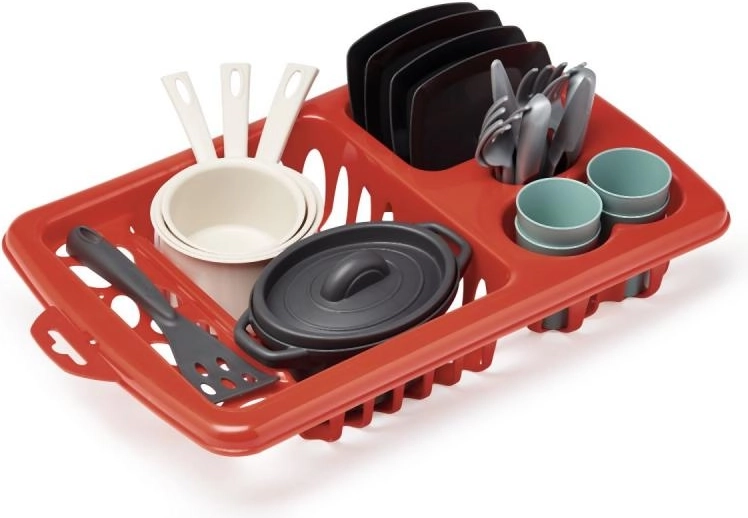 Groot afdruiprek met servies