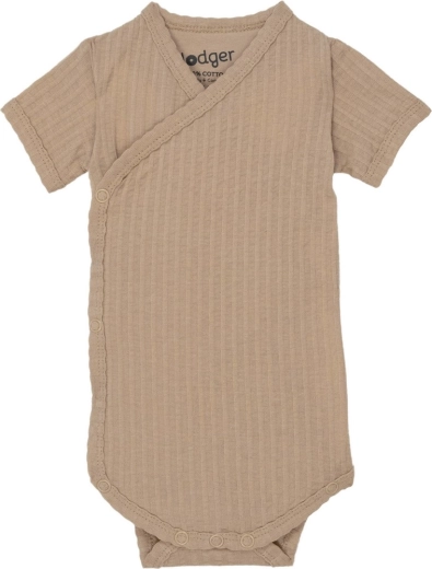 Lodger romper met korte mouw seersucker beige 68