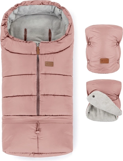 Petite&Mars set wintervoetenzak Jibot 3-in-1 en kinderwagenhandschoenen Jasie dusty pink