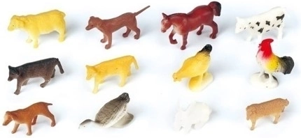 Set van 12 kleine boerderijdieren 5 cm
