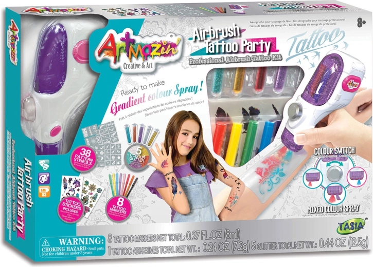 Tasia airbrush-tatoeagestudio met accessoires en 38 sjablonen