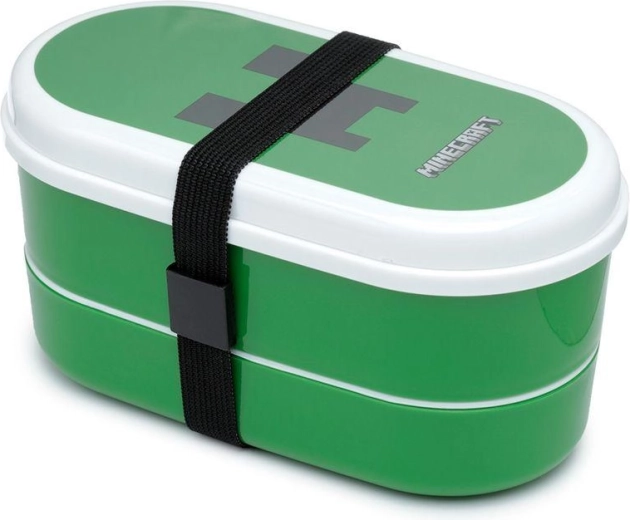 Tweelaagse lunchbox met bestek Minecraft