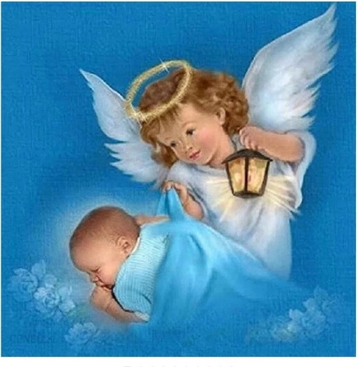 Norimpex Schilderen op nummer Engel boven baby 40 × 50 cm