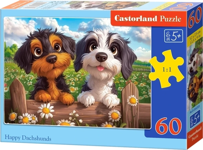 Puzzel Gelukkige teckels 60 stukjes