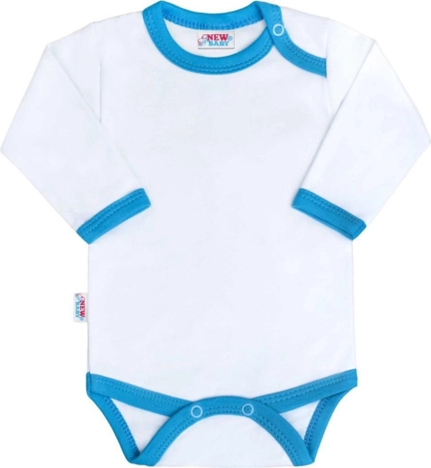 Babyromper met lange mouwen en blauw-turquoise boord