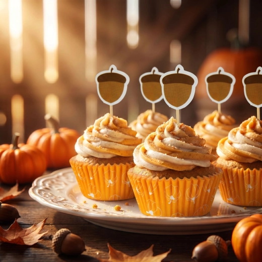 Set papieren muffinvormpjes met decoratieve prikkers, 24 + 24 stuks