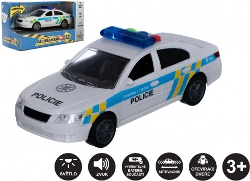 Plastic politiewagen met frictiemotor, geluid en licht